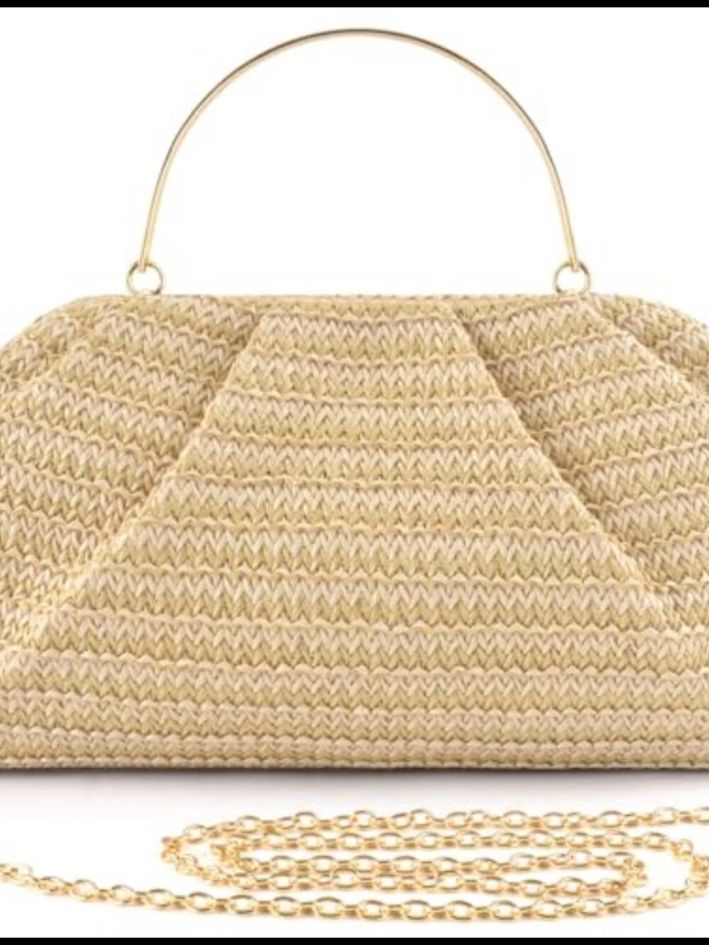 ERKOON Woven Straw Clutch Purse Detachable Chain Crossbody Evening Bag